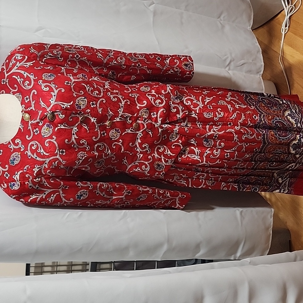 Maggy Boutique Red Oriental Padded Top And Long Skirt